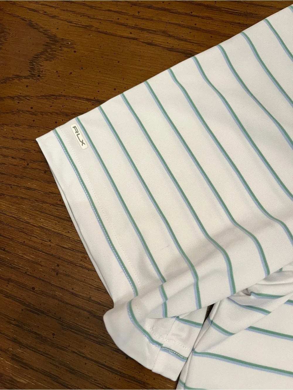 Ralph Lauren RLX White Polo with Light Blue and Green Stripes, size XXL